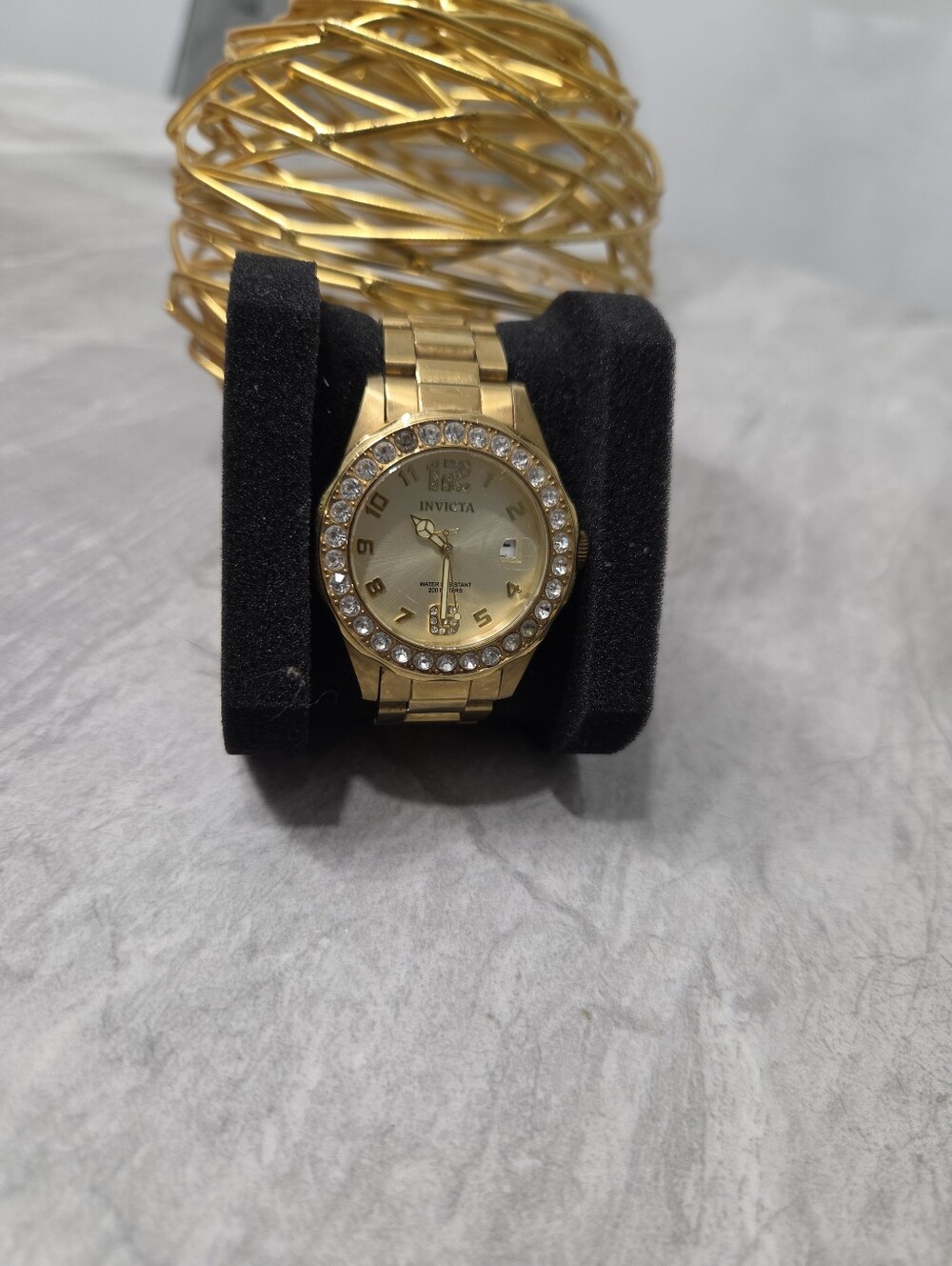 Invicta Gold Tone Crystal Bezel Women's Bracelet Watch